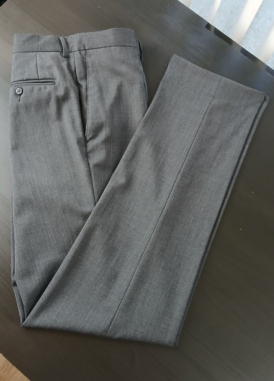 Claiborne Slim Fit Men's Wool Dress Pants 32x34 dark grey office slacks lined